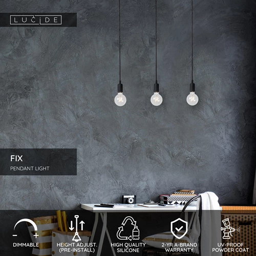 Lucide FIX - Pendant light - 3xE27 - Black - USP